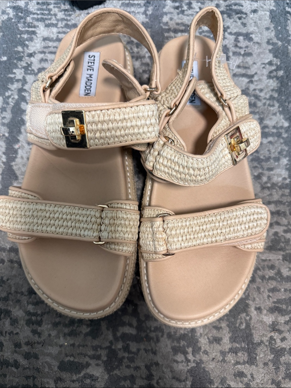 Steve Madden Neutral Woven Strap Sandals in Beige